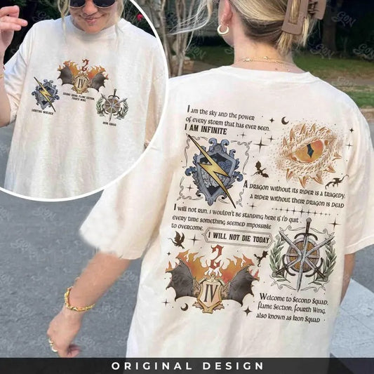 2 Slides, Fourth Wing Iron Squad T-Shirt, Onyx Storm Brave The Dark, Fourth Wing Badges Bookish Tee, Dragon Riders Fan Gift Crewneck Casual Womenswear