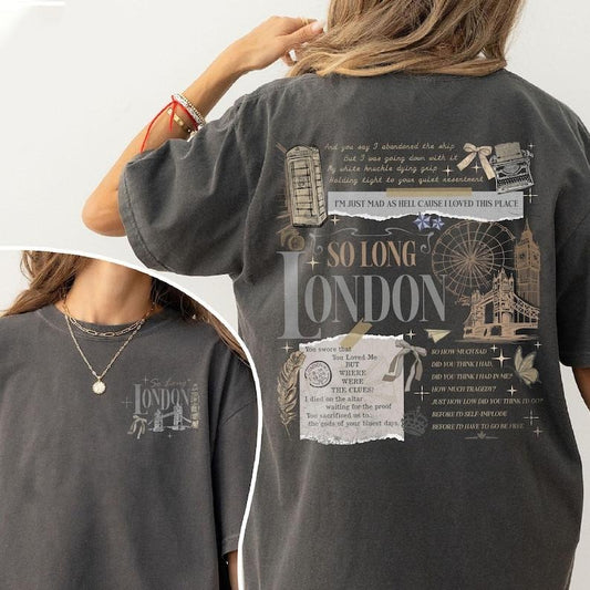2 Slides, So Long London  Shirt, the Tortured Pd Shirt, Swiffttie Tee, Trendy Albums Shirt, Gift for Svviftie Cotton Cotton Crewneck