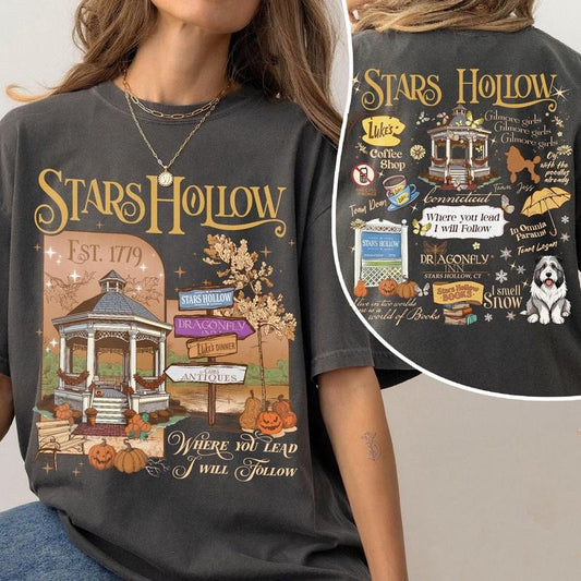 2 Slides, Stars Hollow  Shirt, Where You Lead I Will Follow Shirt, Autumn Festival, Lukes Diner Shirt, Gilmore Girl Eras, Dragonfly Inn Cotton Crewneck