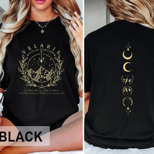2 Slides, Velaris City Of Starlight T-Shirt, The Night Court Tee, Acotar Velaris tshirt, Court of Dreams, Velaris Bookish Shirt, Womenswear Shortsleeve Crewneck Cotton Casual Top Fit