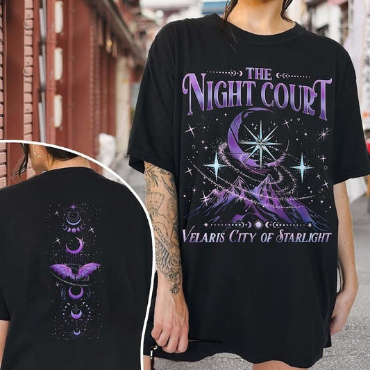 2 Slides, Velaris City of Starlight  Shirt, The Night Court Shirt, Bookish Gift, Court Of Dreams, City Of Starlight Acotar Merch Cotton Crewneckstyle{n002}2