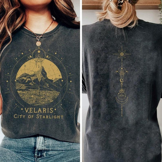 2 Slides, Velaris Starlight  Shirt,  City Of Starlight, Sjm Merch Velaris Shirt, Velaris Shirt Night Court, Basic Witch Gift Cotton Cotton Crewneck