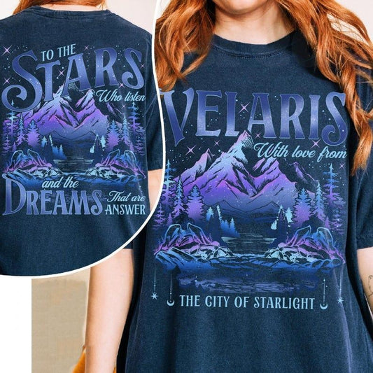 2 Slides, Velaris T-Shirt, Velaris City Of Starlight Shirt, The Night Court Shirt, SJM sweater, ACOTAR Shirt, To The Star Who Listen Crewneck