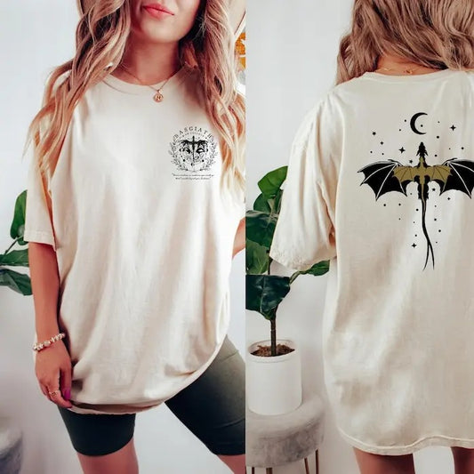 2 Slides, Vintage Basgiath War College Shirt,Back And Front Desıgn,Fourth Wing Shirt,Dragon Rider Violet Sorrengail,Bookish The Empyrean Series Womenswear Shortsleeve Crewneck Cotton Casual Top Fit