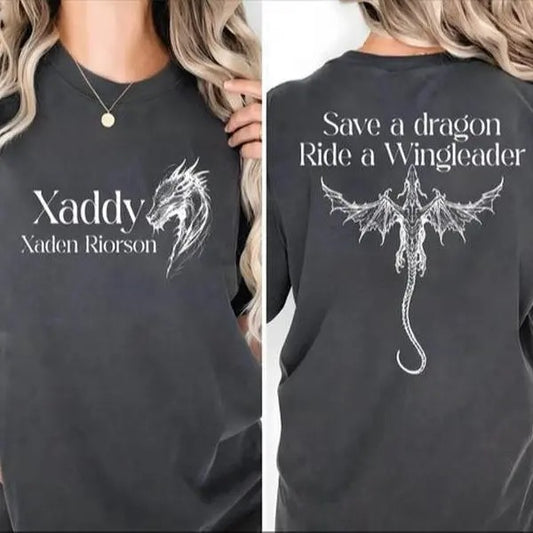 2 Slides, Xaddy Shirt, Xaden Riorson Shirt, Xaden Fourth Wing Shirt, Fourth Wing Merch, Iron Flame Tees, Rebecca Yarros Apparel Crewneck Casual