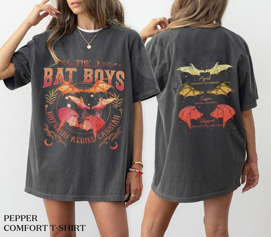2 sildes, The Bat Boys T-Shirt, the Bat Boys the Night Court Acotar Shirt, Acotar the Bat Boys, Acotar Shirt Azriel, Acotar Shirt Azriel
