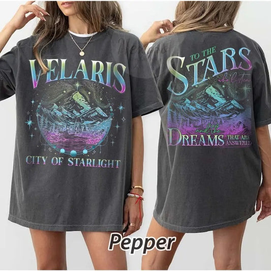 2 slides,  SJM, Velaris Tshirt, To the stars who listen and the dreams that are answer Shirt, A Court of Thorns and Roses, iprintasty of Dreams Tee