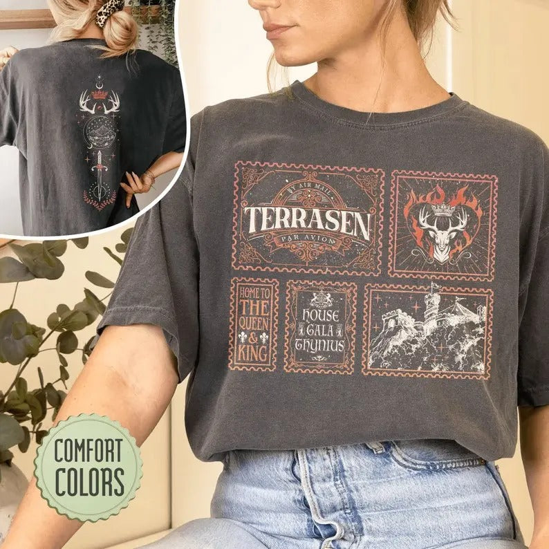 2 slides,  Throne Of Glass Fan Shirt Design, Aelin Galathynius T-shirt, To Whatever End shirt, Fireheart Aelin Digital, Gift For Book Lover