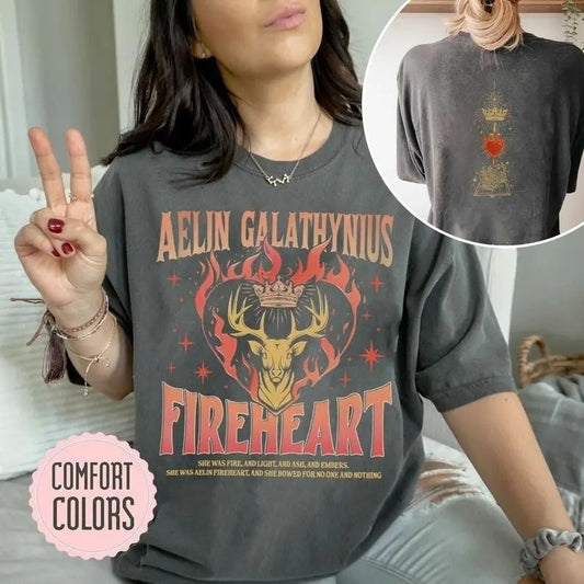 2 slides,  Throne Of Glass Fan T-shirt, Aelin Galathynius Shirt, Fireheart Aelin Shirts, Kingsflame The Thirteen, Gift For Book Lover, Bookish Tee Customized