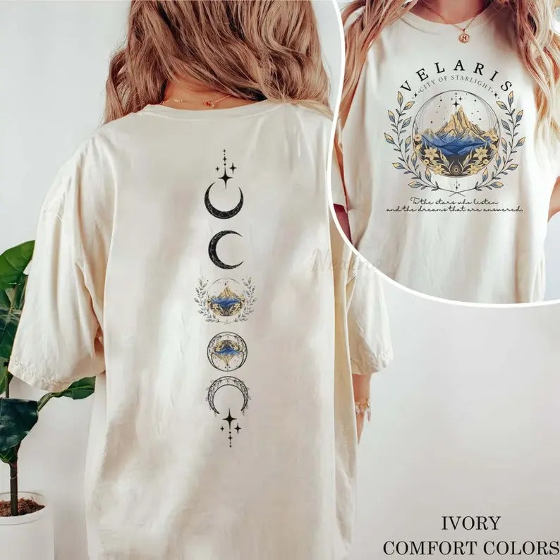 2 slides,  Velaris City Of Starlight shirt, The Night Court Shirt, SJM sweater, City of Starlight Tee, ACOTAR T-Shirt