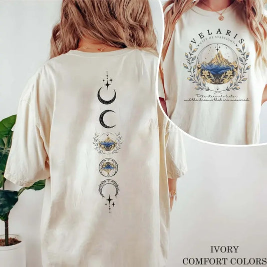 2 slides,  Velaris City Of Starlight shirt, The Night Court Shirt, SJM sweater, City of Starlight Tee, ACOTAR T-Shirt