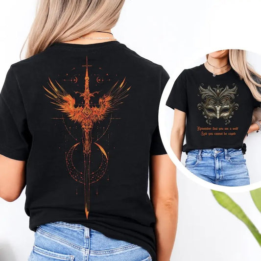 2 slides, ACOTAR Nesta Archeron Shirt, "Quote T-Shirt, ""Wolf and Cannot Be Caged"", Book Lover Gift."