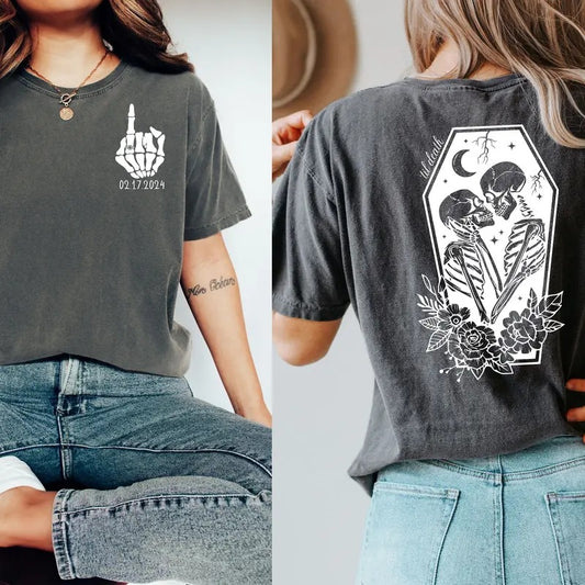 2 slides, Til' Death Bride Shirt, Engaged Gothic Shirt, Engagement Gift, Halloween Wedding, Bridal Party, Honeymoon Shirt, Bride Gift, Couples Matching TShirt
