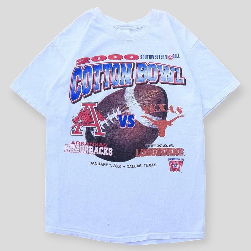 2000 VTG Arkansas VS Texas Cotton Bowl Classic Embroidered Top - Stretch Fabric, Suitable for Men's Wear, Sport and Sweatshirt
