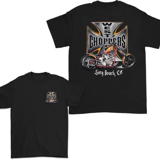 2000s West Coast Choppers 2 Sided T-Shirt, Long Beach CA Motorcycle T-shirt, Casual Women's Shirt, Men Clothing, Unisex Cotton Classic Menswear Tops
