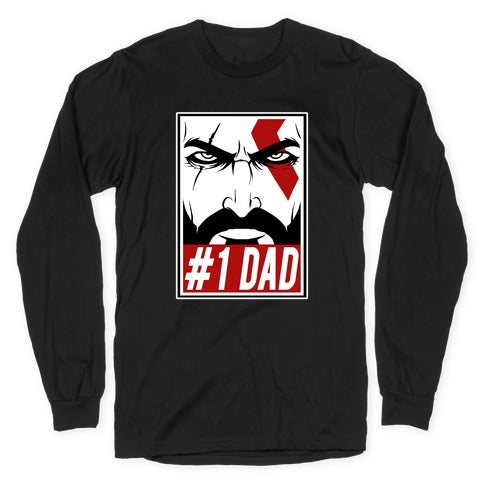 #1 Dad: Kratos Longsleeve Tee Hoodie, Sweatshirt | CoreVibeTees.com (Image 1)