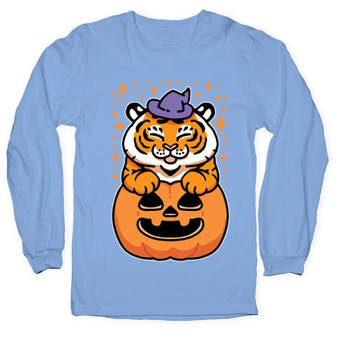 Cute Halloween Tiger Longsleeve Tee Hoodie, Sweatshirt | CoreVibeTees.com (Image 2)