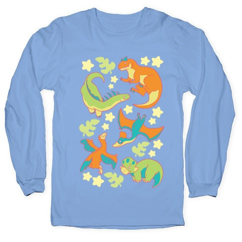 Funky Dinosaur Friends Longsleeve Tee Hoodie, Sweatshirt | CoreVibeTees.com (Image 2)