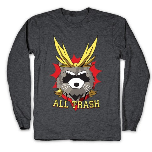 All Trash (All Might Raccoon) Longsleeve Tee Hoodie, Sweatshirt | CoreVibeTees.com (Image 3)