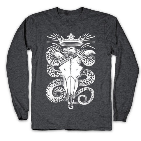 Crowned Serpent Goat Skull Longsleeve Tee Hoodie, Sweatshirt | CoreVibeTees.com (Image 3)