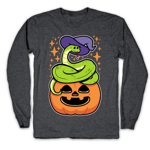 Cute Halloween Snake Longsleeve Tee Hoodie, Sweatshirt | CoreVibeTees.com (Image 3)