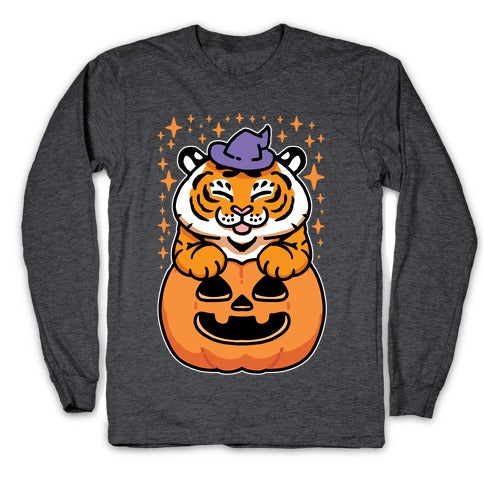 Cute Halloween Tiger Longsleeve Tee Hoodie, Sweatshirt | CoreVibeTees.com (Image 3)