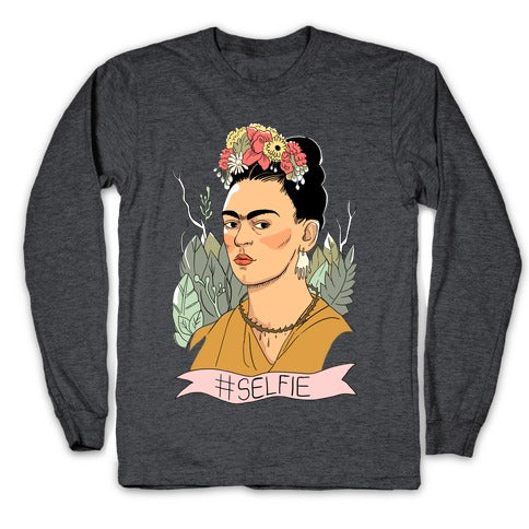 Frida #Selfie Longsleeve Tee Hoodie, Sweatshirt | CoreVibeTees.com (Image 3)