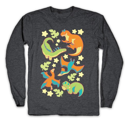 Funky Dinosaur Friends Longsleeve Tee Hoodie, Sweatshirt | CoreVibeTees.com (Image 3)