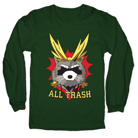 All Trash (All Might Raccoon) Longsleeve Tee Hoodie, Sweatshirt | CoreVibeTees.com (Image 4)