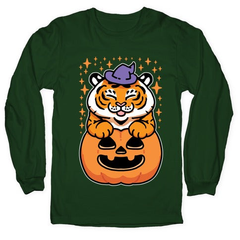 Cute Halloween Tiger Longsleeve Tee Hoodie, Sweatshirt | CoreVibeTees.com (Image 4)