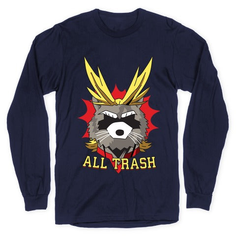 All Trash (All Might Raccoon) Longsleeve Tee Hoodie, Sweatshirt | CoreVibeTees.com (Image 5)