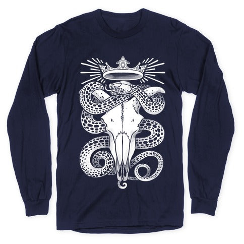 Crowned Serpent Goat Skull Longsleeve Tee Hoodie, Sweatshirt | CoreVibeTees.com (Image 5)
