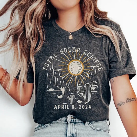 2024 Total Solar Eclipse Shirt, April 8th 2024 Texas Eclipse Tshirt, Cute Astronomy Gift, Eclipse Souvenir, Western Eclipse Viewing Outfit
