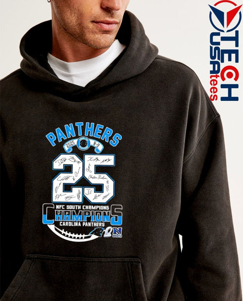 2025 NFC South Division Champion Carolina Panthers player signatures shirt