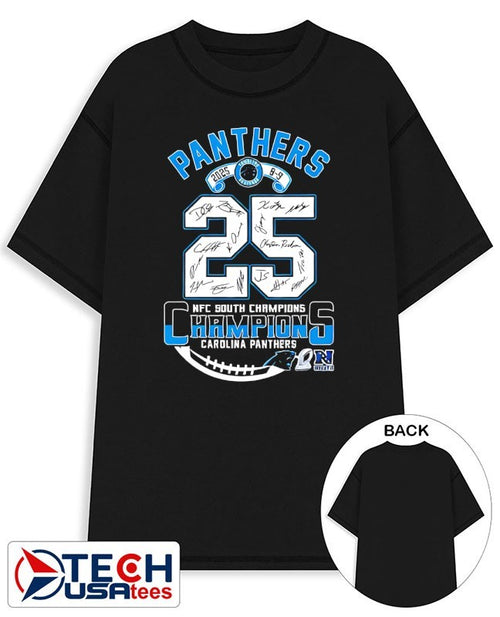 2025 NFC South Division Champion Carolina Panthers player signatures shirt