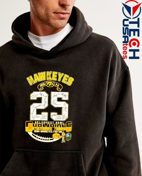 2025 Reliaquest Bowl Champions Iowa Hawkeyes player signatures shirt