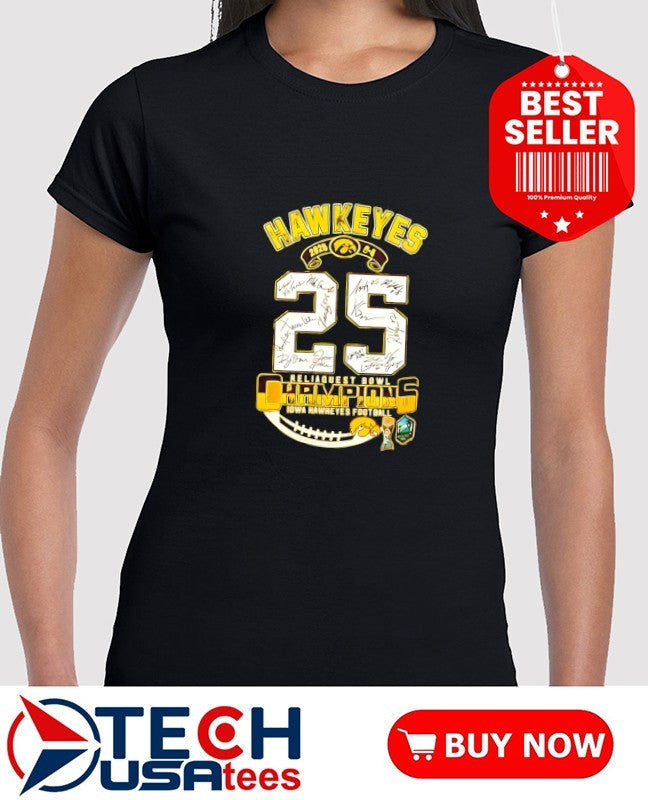 2025 Reliaquest Bowl Champions Iowa Hawkeyes player signatures shirt