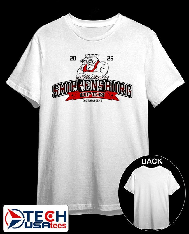 2026 39th Annual Shippensburg Open Tournament logo shirt