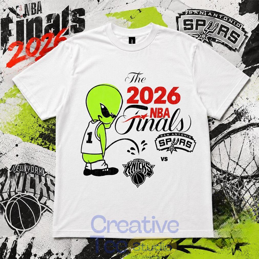 2026 NBA Finals Spurs Wemby Alien Pee On Knicks T-Shirt