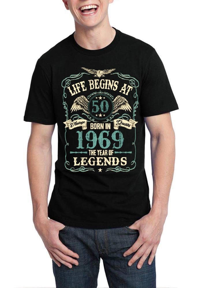 Life Begins At 50th Half Sleeve Black T-Shirt Hoodie, Sweatshirt | CoreVibeTees.com