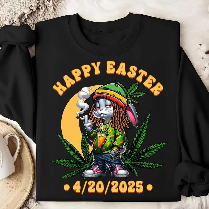 Funny 4/20/2025 Easter Skip The Hunt Smoke The Blunt Shirt, Bunny Happy Easter Day 4/20, Easter Humor Shirt, Happy Easter...