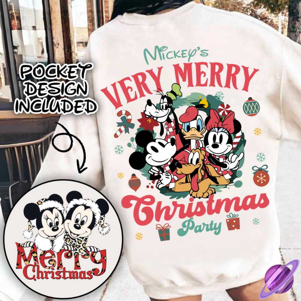 MOUSE CHRISTMAS PARTY SWEATSHIRT W/ POCKET PRINT T-Shirts, Hoodie | CoreVibeTees.com (Image 1)