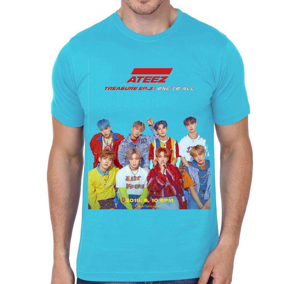 ATEEZ Half Sleeve Light Blue T-Shirt Hoodie, Sweatshirt | CoreVibeTees.com