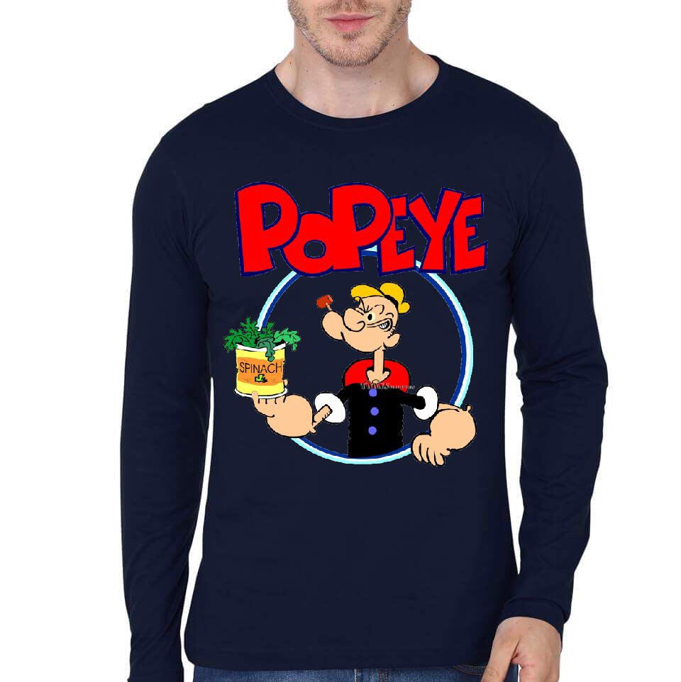 Popeye Navy Blue Full Sleeve T-Shirt Hoodie, Sweatshirt | CoreVibeTees.com