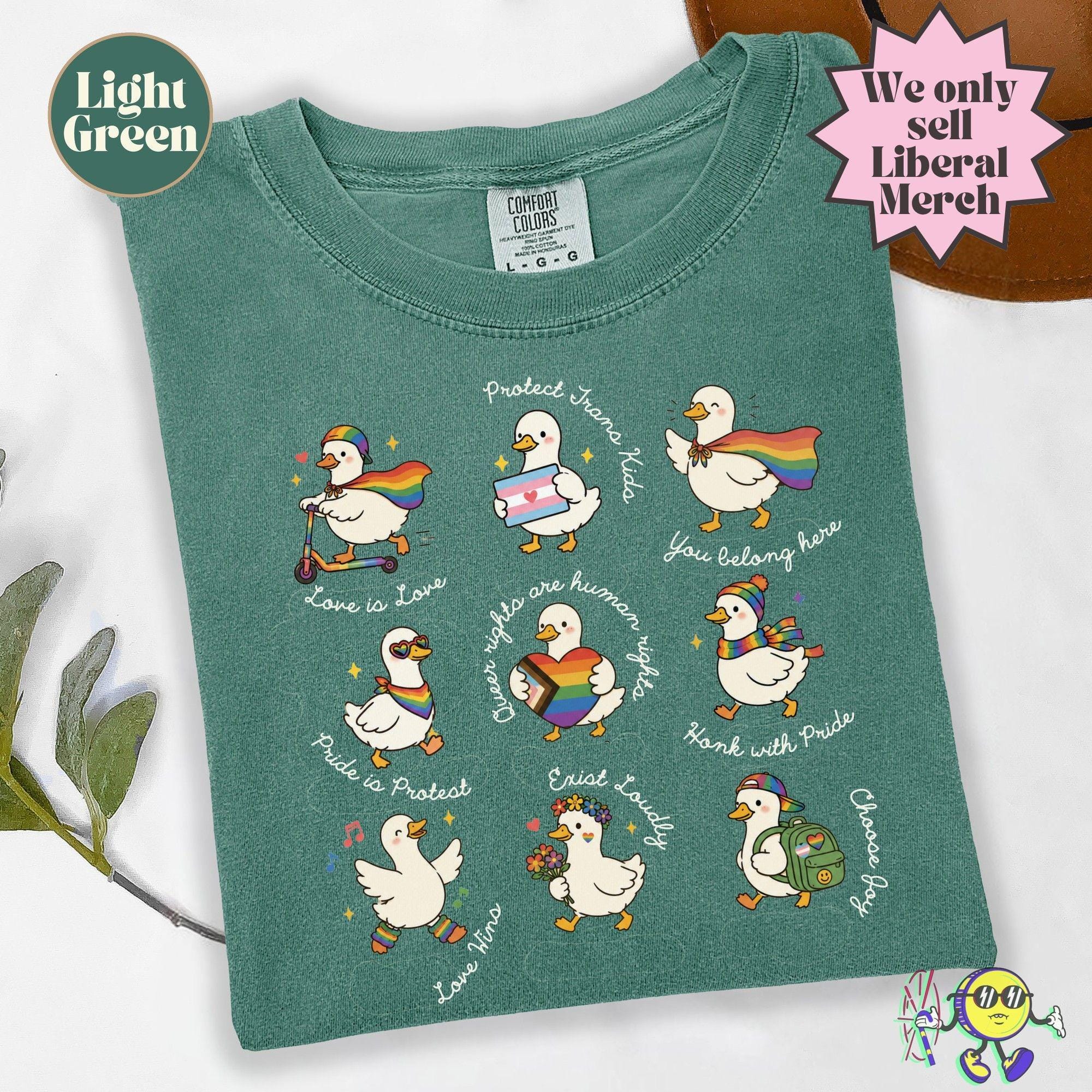Silly Goose Lgbtq Subtle Message Pride Proud Geese Ally Queer Gay Rights Pride Month Trans Rights Protest Anti Trump Tee (4)