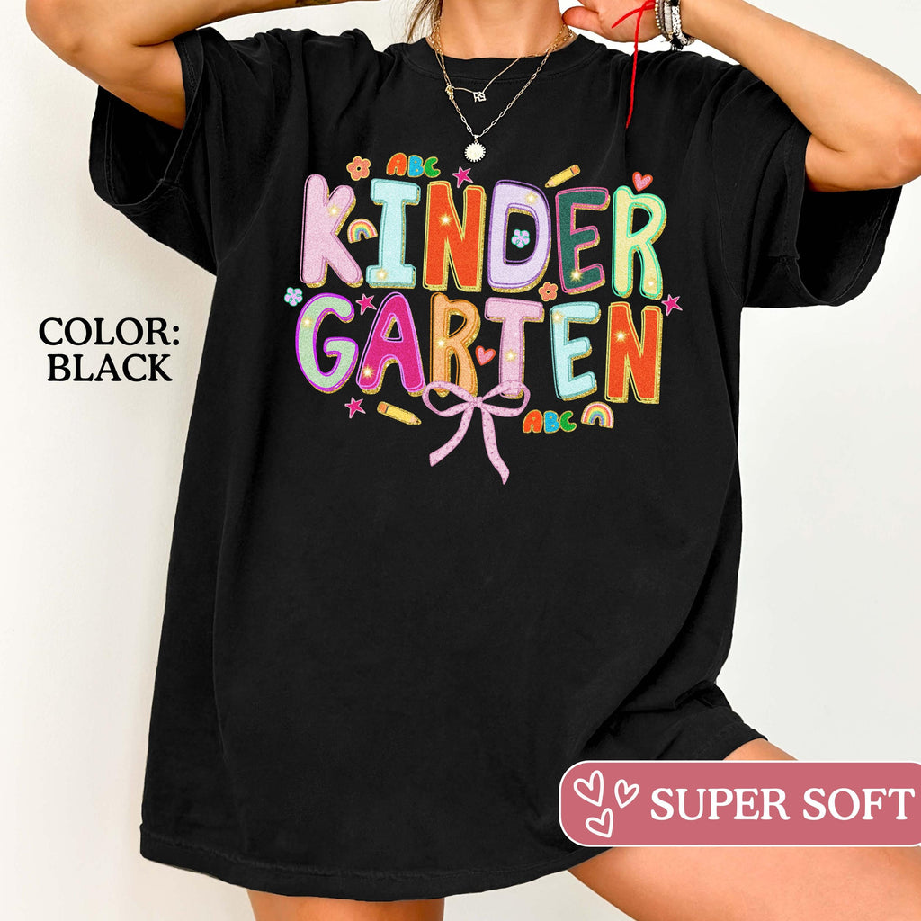 Hand Drawn Retro Kindergarten Teacher Colorful Doodle Stars Comfort Colors Back School (4)