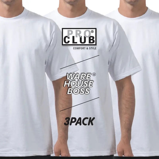 3 Pack PROCLUB Men's Heavyweight Short Sleeve Shirts PRO CLUB Plain Crew neck T Shirt Casual Basic Cotton Tee Basic Shirts Hip Hop Harem Big and Tall