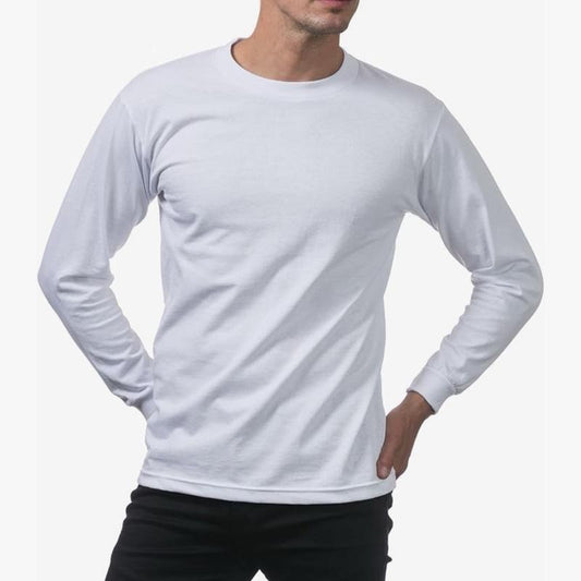 3 Pack Pro Club Long Sleeve Casual Menswear Clothing Classic Top T-Shirt Soft Tshirt Cotton Crewneck Plain Tee