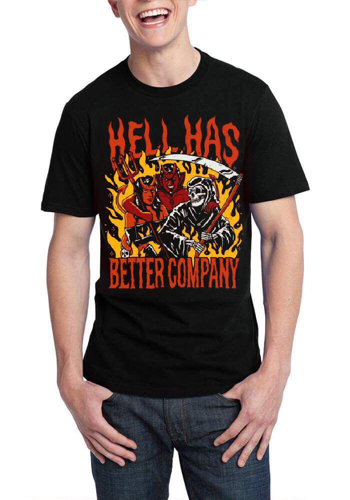 Hell Has Better Company Half Sleeve Black T-Shirt Hoodie, Sweatshirt | CoreVibeTees.com