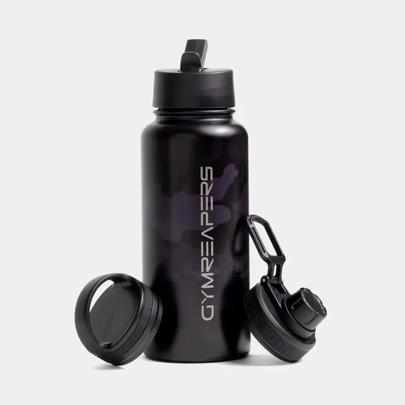 32 oz Stainless Steel Water Bottle - Midnight Camo Drinkware Leakproof Flasks Insulation Lid Silicone